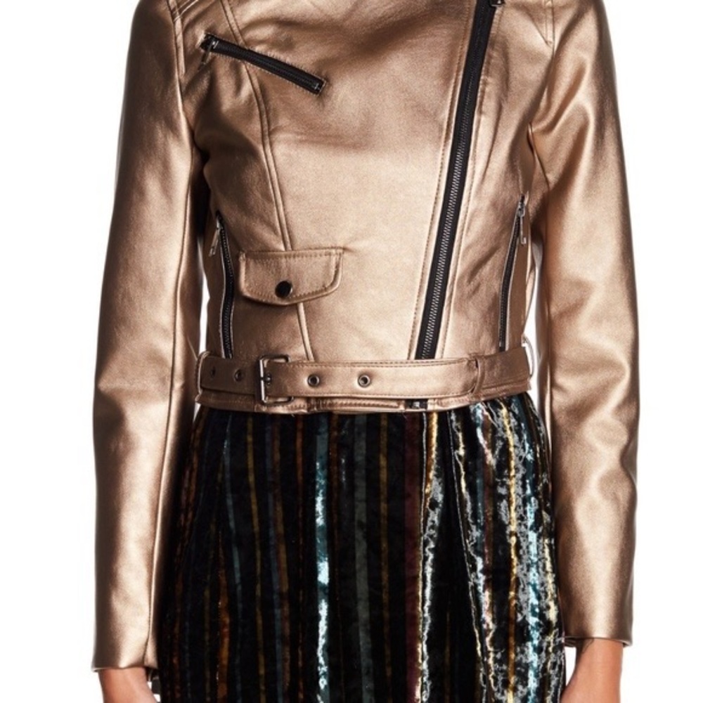 Romeo & Juliet Bronze Metallic Faux Leather Jacket